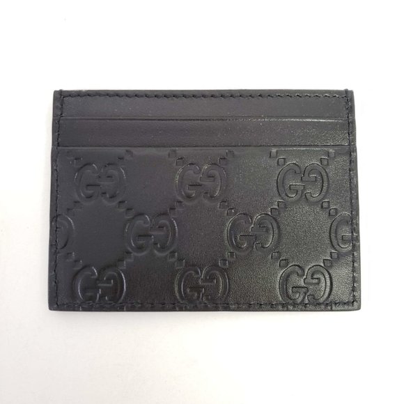 Gucci Signature Logo Card Holder Wallet - Black - Picture 1 of 3